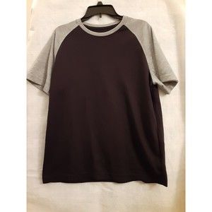 George Mens Large Navy Black & Gray Two Tone Raglan Short Sleeve Tee Crew Neck!